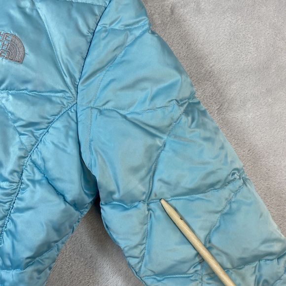 The North Face youth girls Turquoise full zip puffer 2 pocket jackets X-Large - Picture 10 of 12